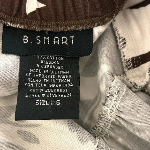 B.Smart Strapless Brown&White Floral Dress 1/2 Zip,Belted Size 6 EUC! - Picture 10 of 11